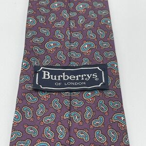 Burberrys London Purple Floral Tie 100% Pure Silk Men's Hand‎ Sewn Easter Church
